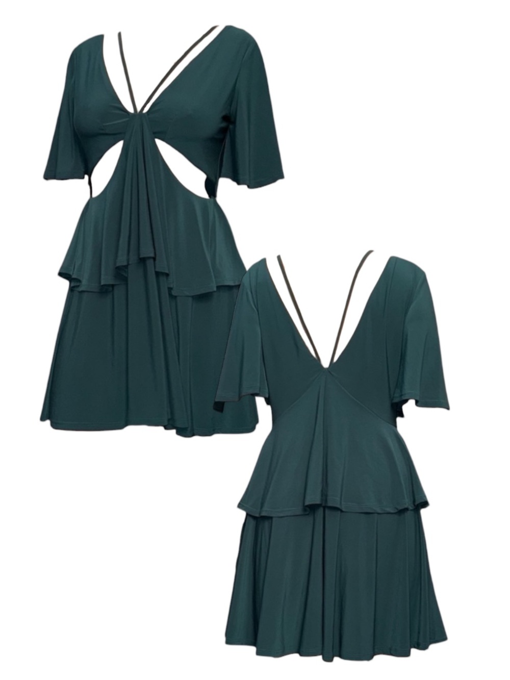 Deep Green Cutout Flowy Dress